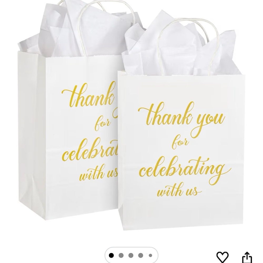 Elegant White and Gold Thank You Gift Bags